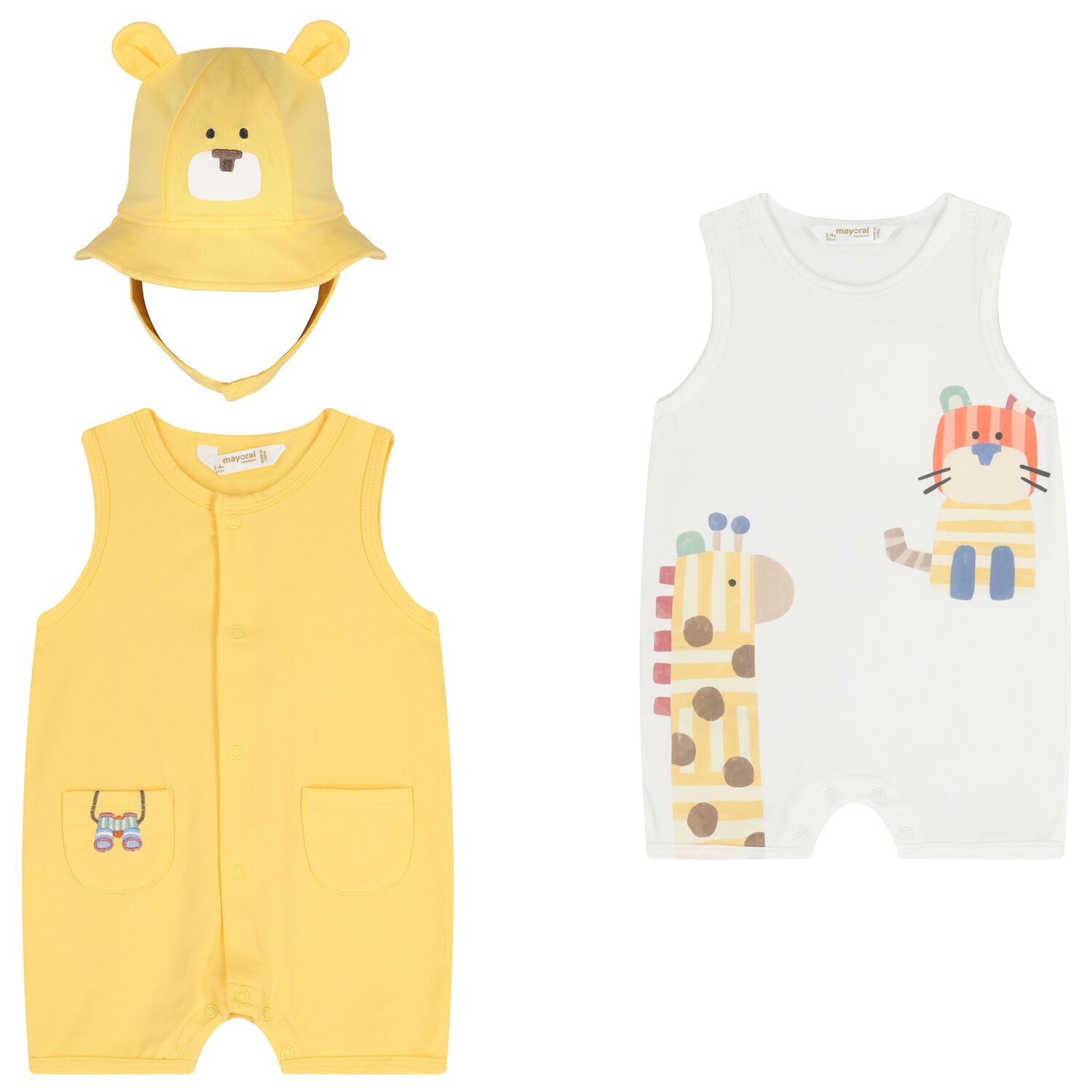 Baby Boys Ivory & Yellow Rompers Set, 1, hi-res