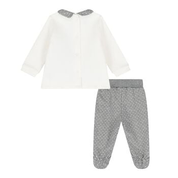 Baby Girls Ivory and Grey 2 Piece Babygrow