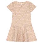 Girls Pink & Gold Logo Dress, 3, hi-res