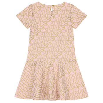 Girls Pink & Gold Logo Dress