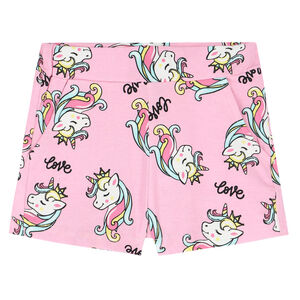 Girls Pink Unicorn Shorts