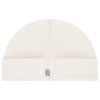 Ivory Embroidered Logo Baby Hat