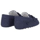 Baby Boys Navy Blue Leather Pre Walker Moccasins, 3, hi-res