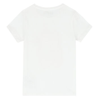 Younger Girls White Teddy Logo T-Shirt