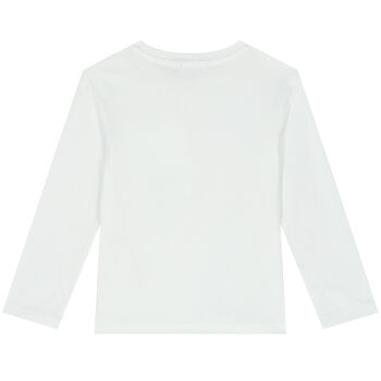 Boys White Logo Long Sleeve Top