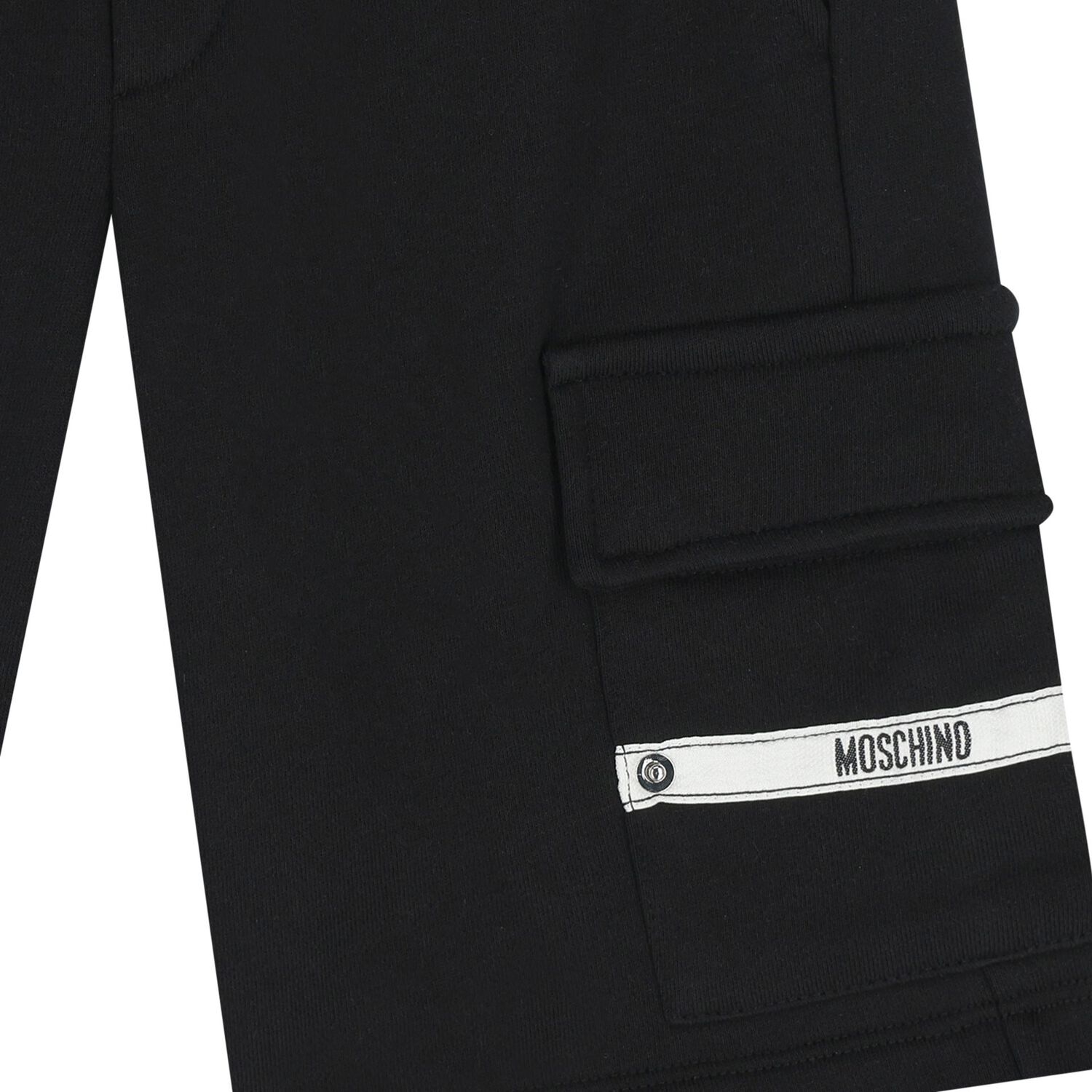 Boys Black Logo Tape Shorts, 2, hi-res