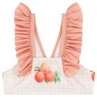 Girls Coral & White Peaches Bikini, 2, hi-res