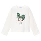 Girls Ivory Long Sleeve Top, 2, hi-res