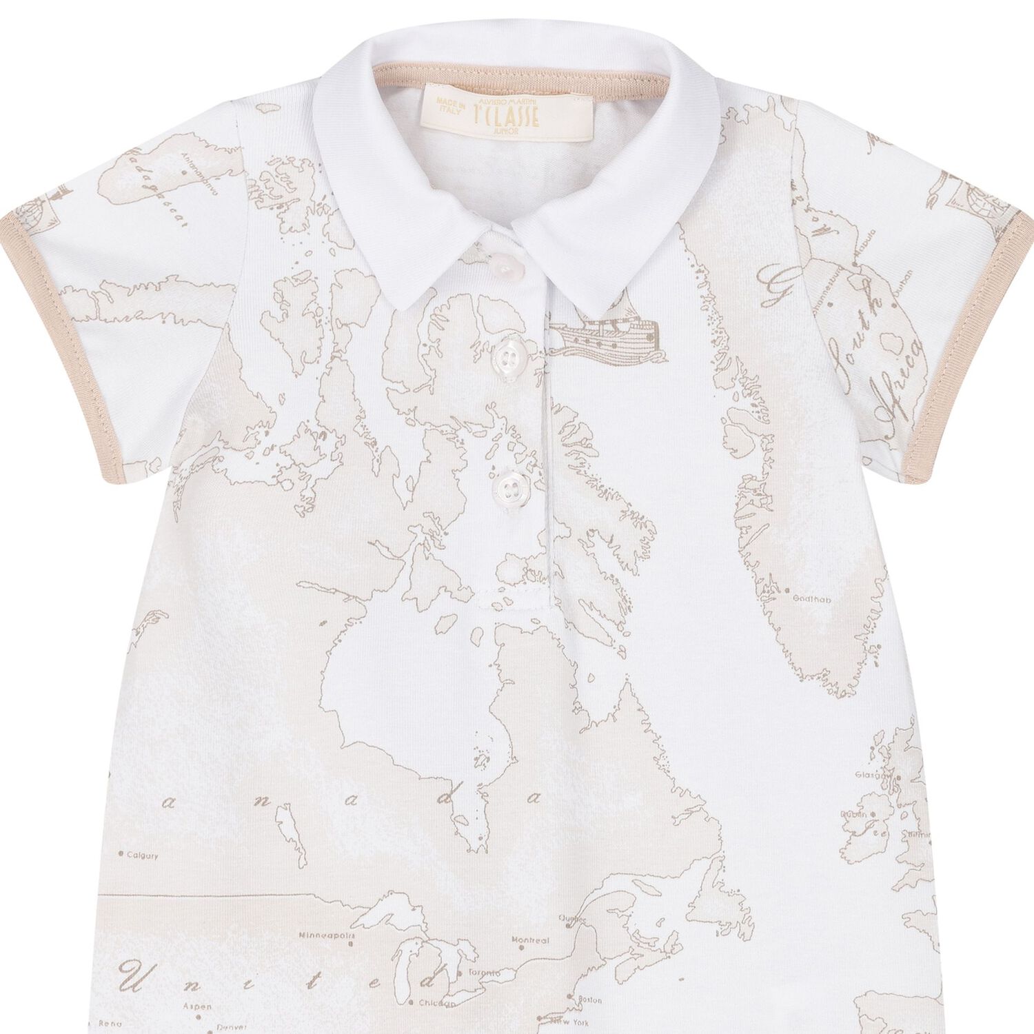 Baby Boys White Geo Map Romper, 1, hi-res