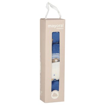 Baby Boys Blue & Ivory Socks ( 4 Pack )