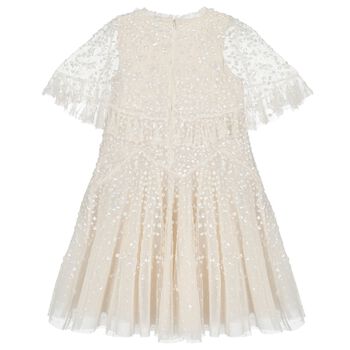 Girls Ivory Sequin & Tulle Dress
