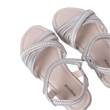 Girls Silver Rhinestone Sandals