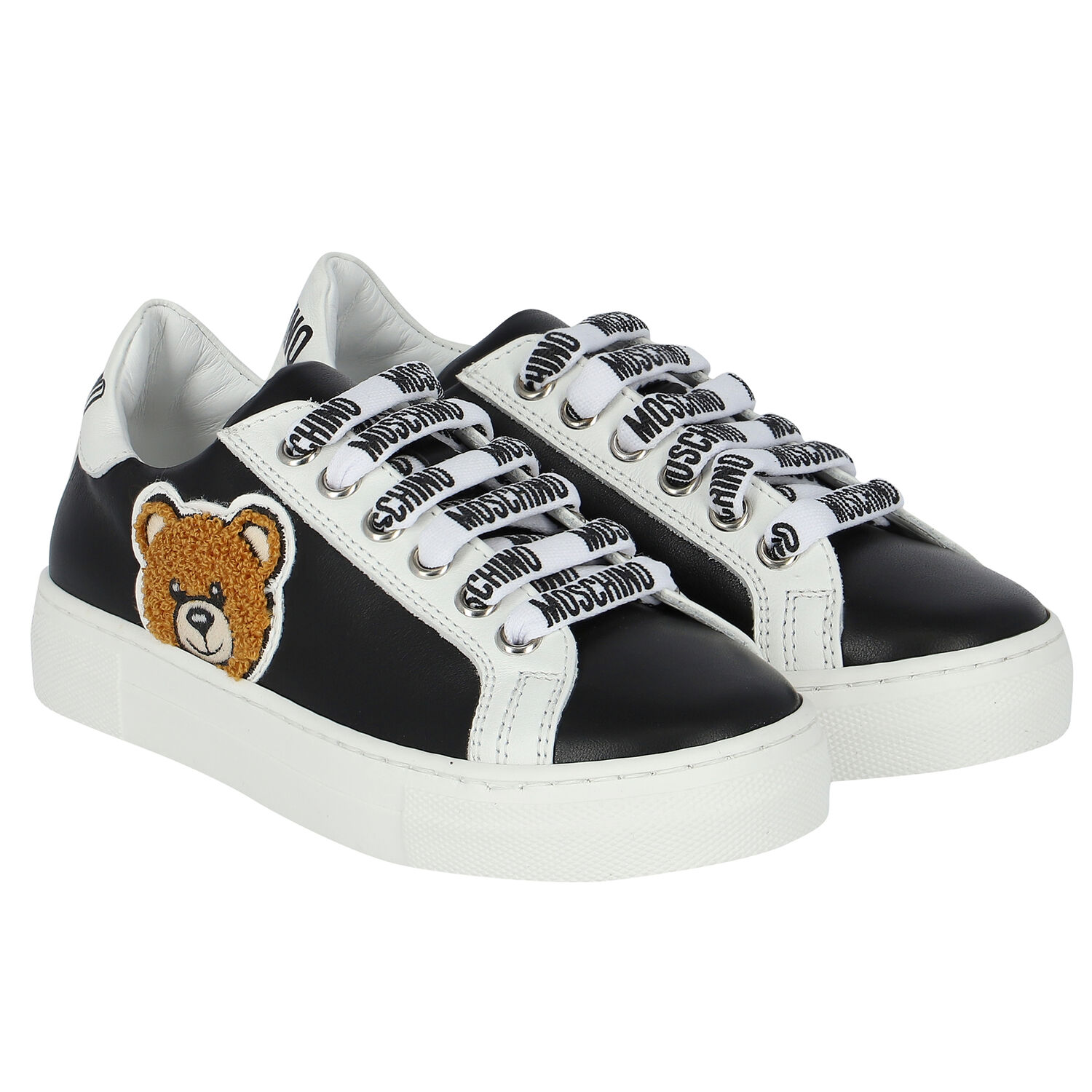 Black Logo Leather Trainers, 1, hi-res image number null
