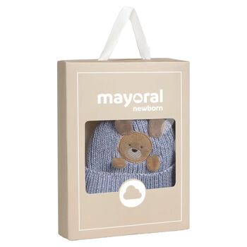Baby Boys Blue Puppy Knitted Hat & Socks Set