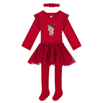 Baby Girls Red Swan Dress Set
