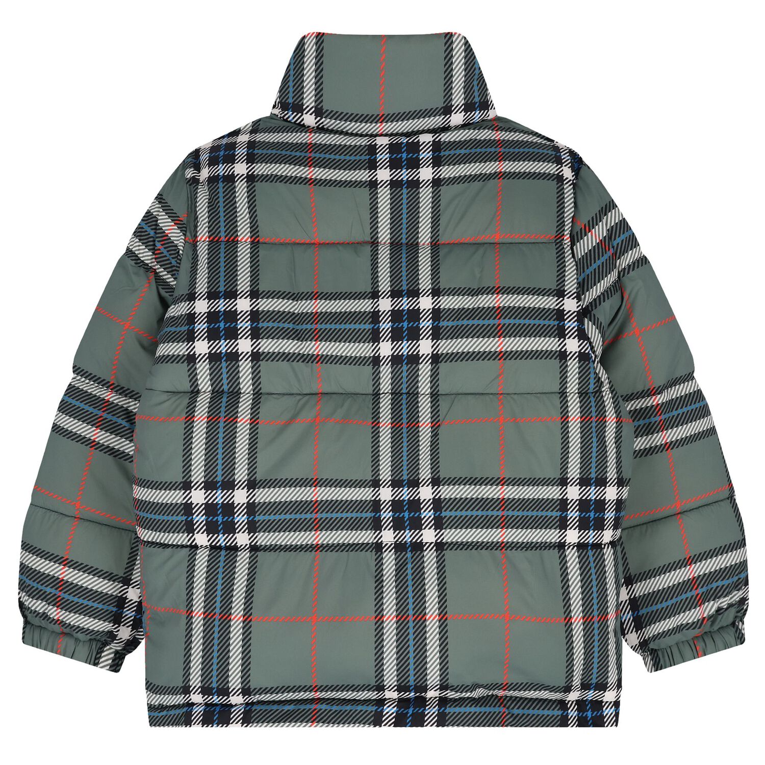 Boys Black & Green Tartan Reversible Puffer Jacket , 1, hi-res