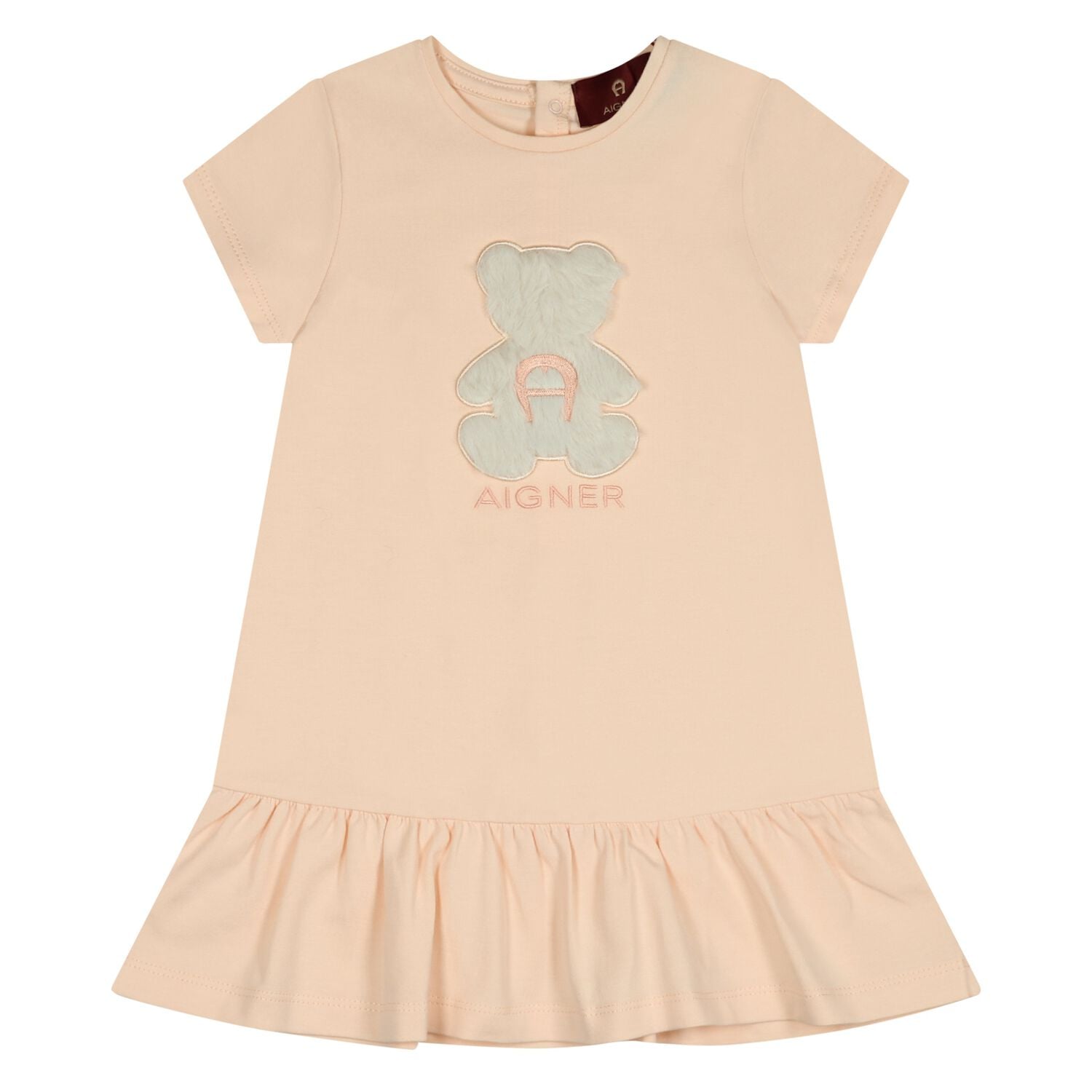 Younger Girls Pink Faux Fur Teddy Bear Dress, 2, hi-res