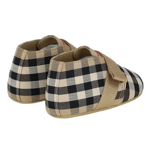 Beige & Checked Logo Baby Trainers