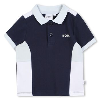 Younger Boys Navy Blue Logo Polo Shirt