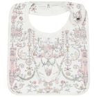 Baby Girls Ivory & Pink Toile de Jouy Bib, 2, hi-res