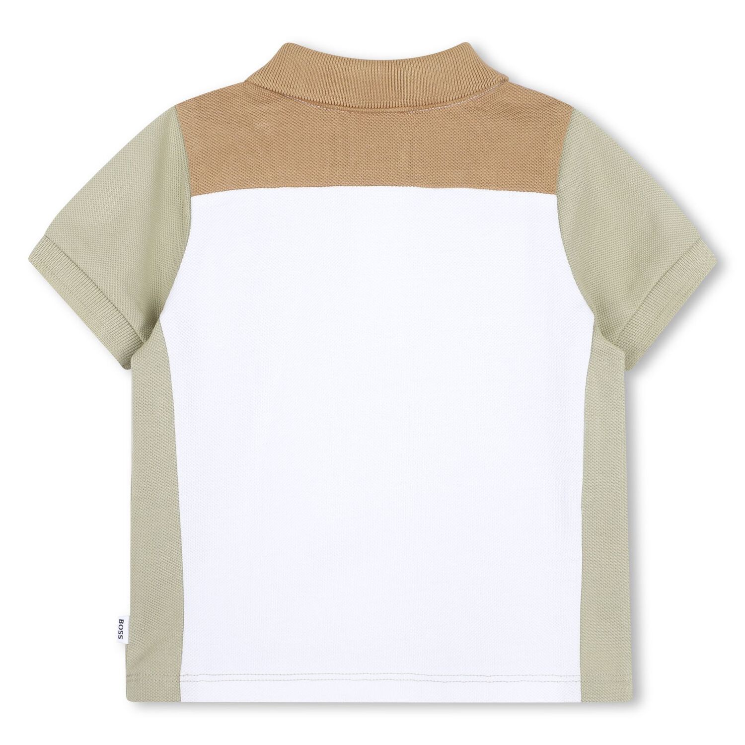 Younger Boys White, Green & Beige Logo Polo Shirt, 1, hi-res