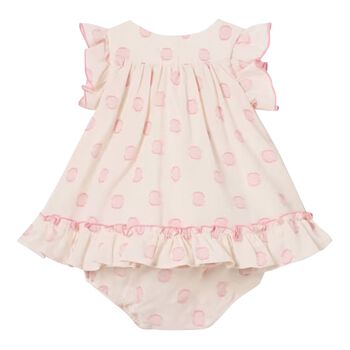 Baby Girls Ivory & Pink Dots Dress Set