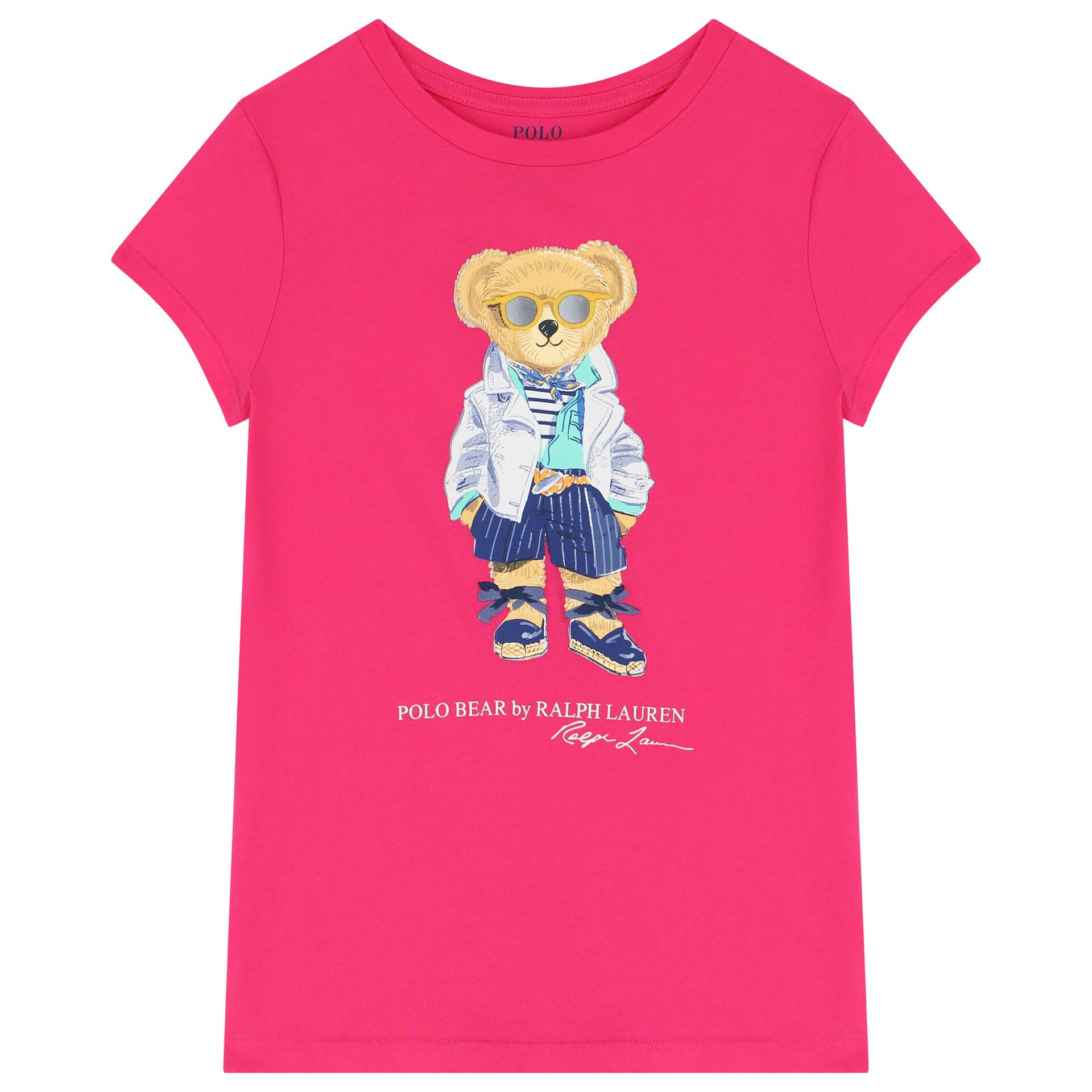 Ralph Lauren Girls Pink Polo Bear T Shirt Junior Couture