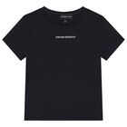 Boys Navy Blue Logo T-Shirt, 3, hi-res