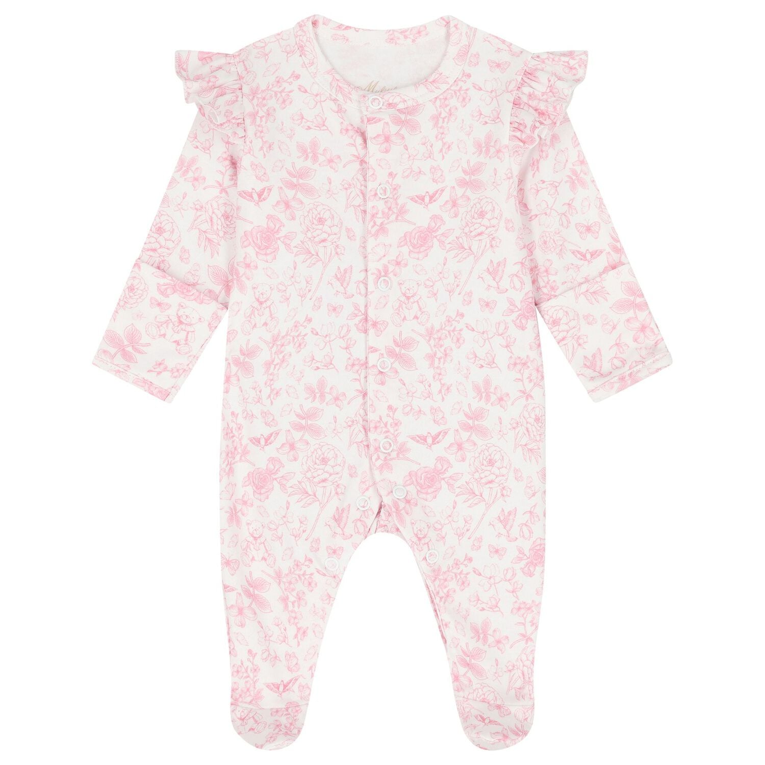 Baby Girls White & Pink Floral Babygrow Gift Set, 1, hi-res