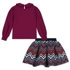 Girls Multi-Coloured Zig Zag Skirt Set, 2, hi-res