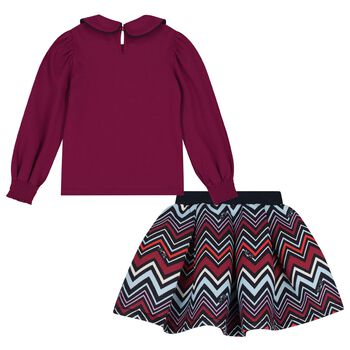 Girls Multi-Coloured Zig Zag Skirt Set