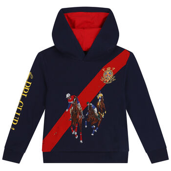 Boys Navy Blue Logo Hooded Top