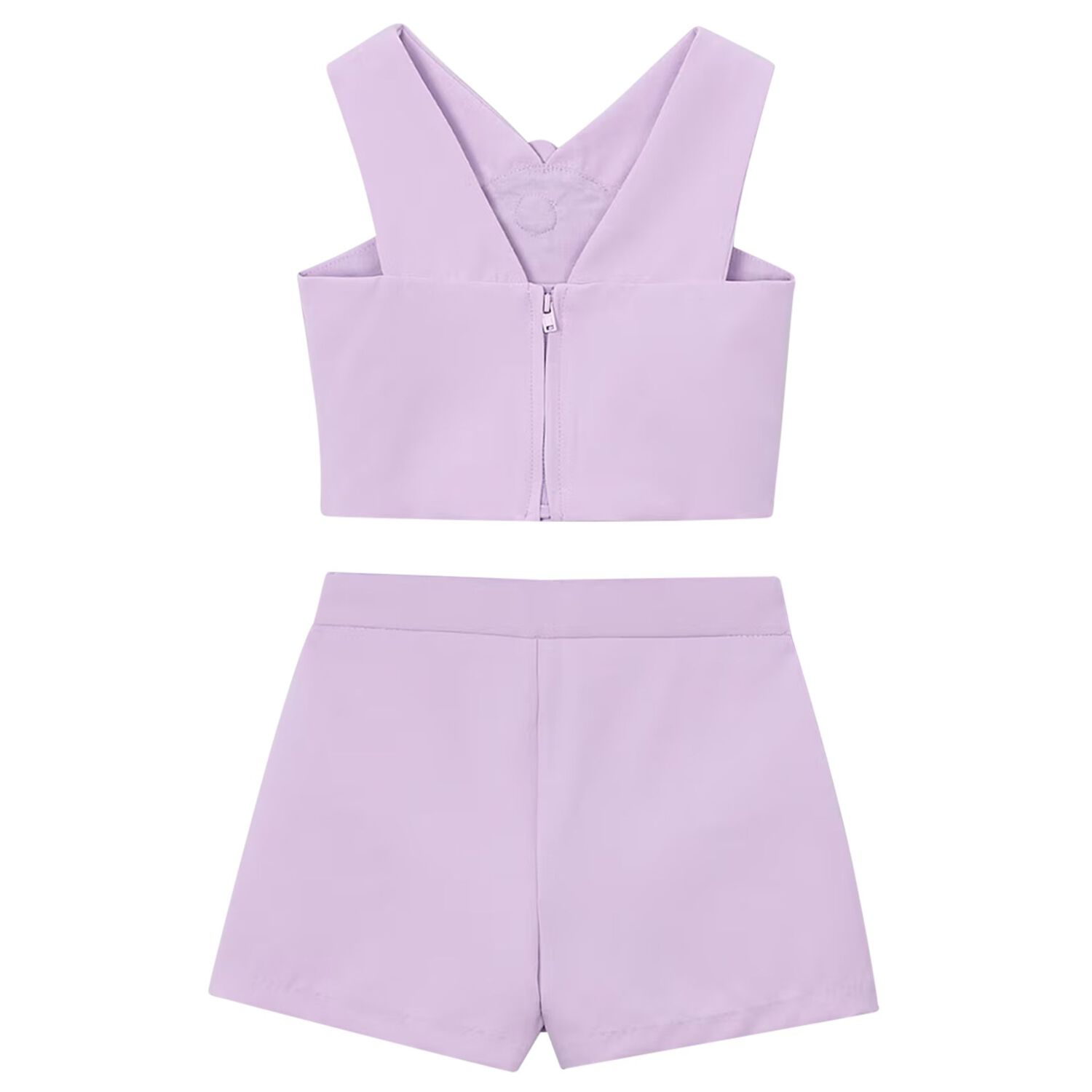 Girls Lilac Crepe Flower Shorts Set, 2, hi-res