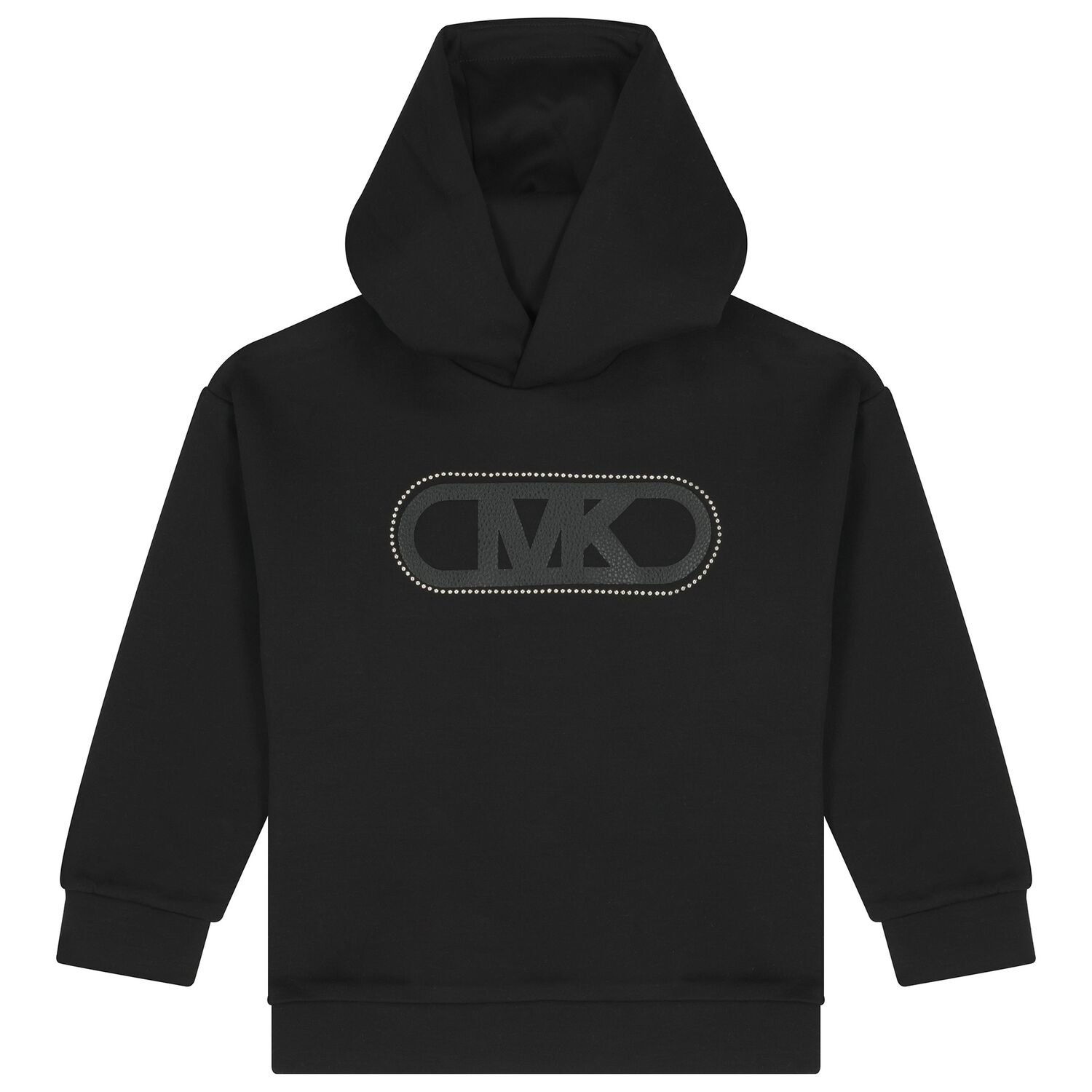 Girls Black Logo Hooded Top, 1, hi-res