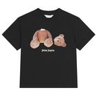 Boys Black Teddy Bear Logo T-Shirt, 2, hi-res