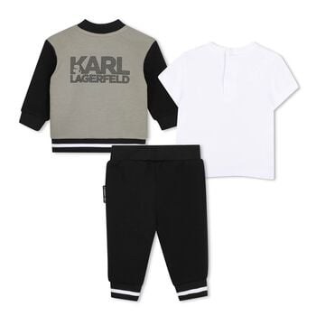 Younger Boys Green & Black Ikonik Karl Tracksuit Set