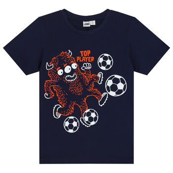 Boys Navy Blue Football T-Shirt