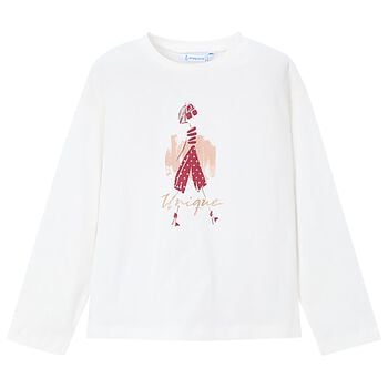 Girls White Long Sleeve Top