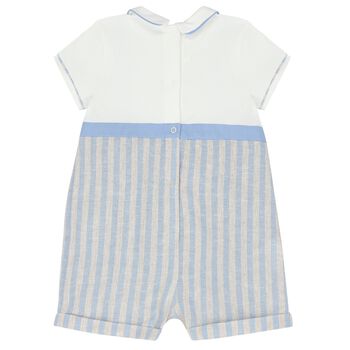 Baby Boys White & Blue Romper