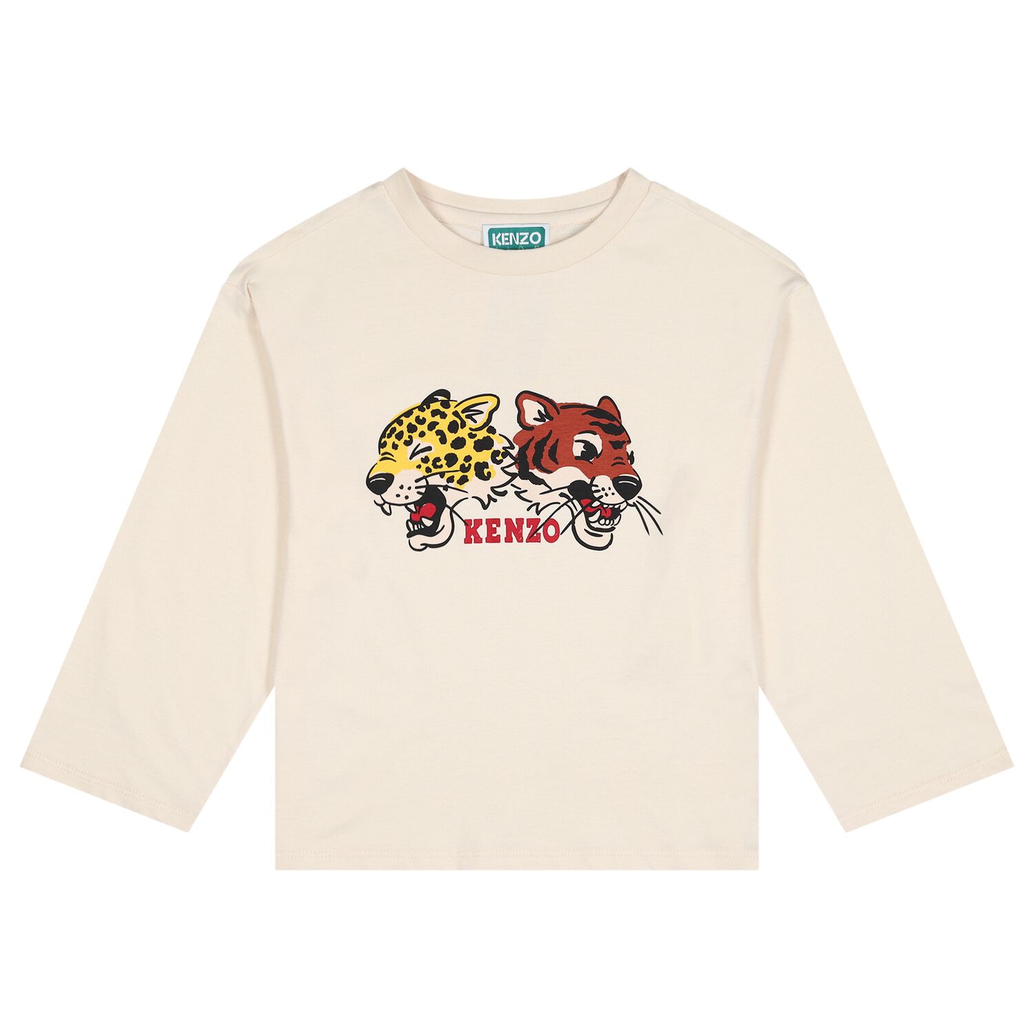 Beige Tiger & Friend Logo Long Sleeve Top, 1, hi-res