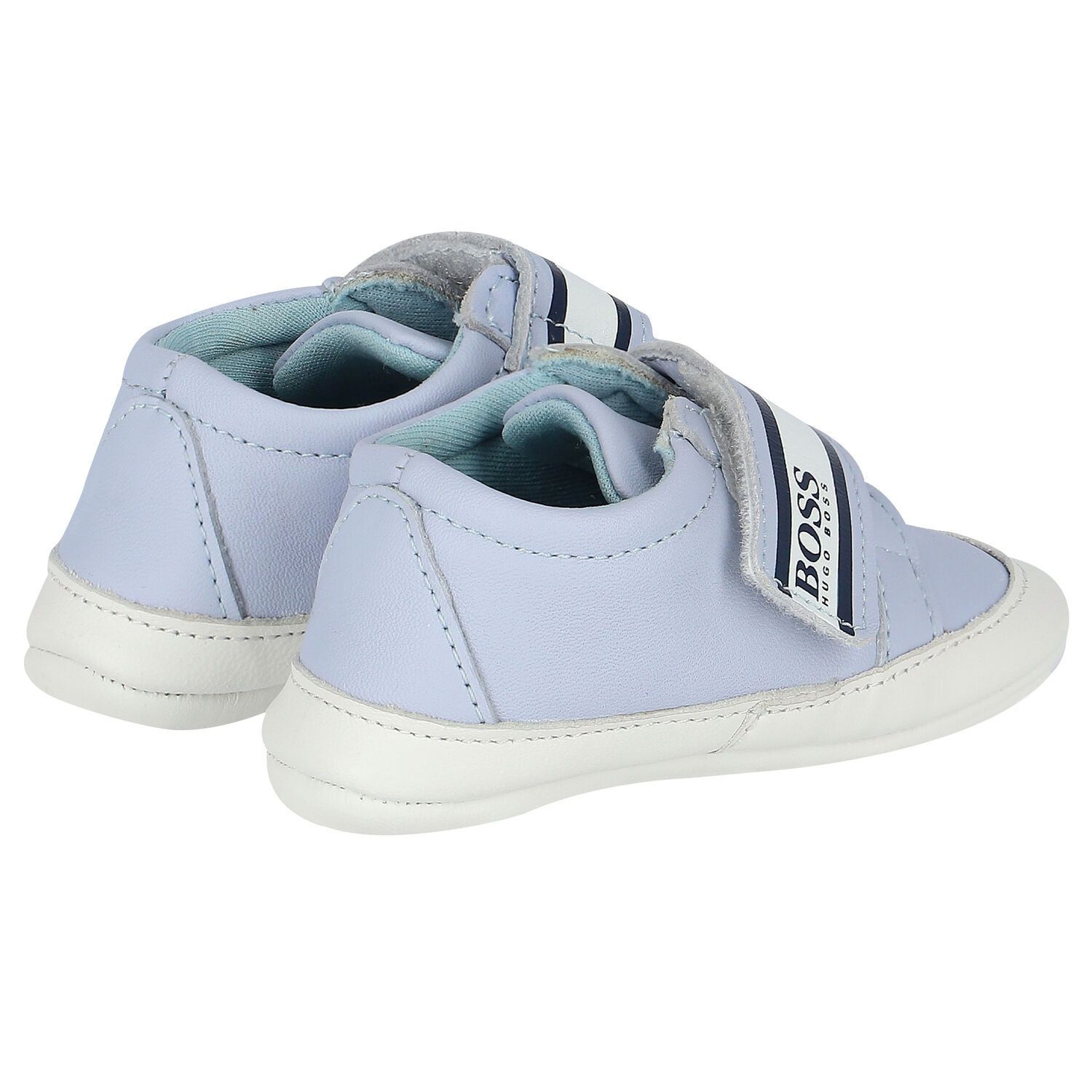 Baby Boys Blue & White Logo Pre Walker Shoes, 1, hi-res