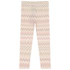 Girls Pink Logo Zig Zag Leggings, 1, hi-res