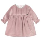 Baby Girls Pink Velvet Dress, 1, hi-res
