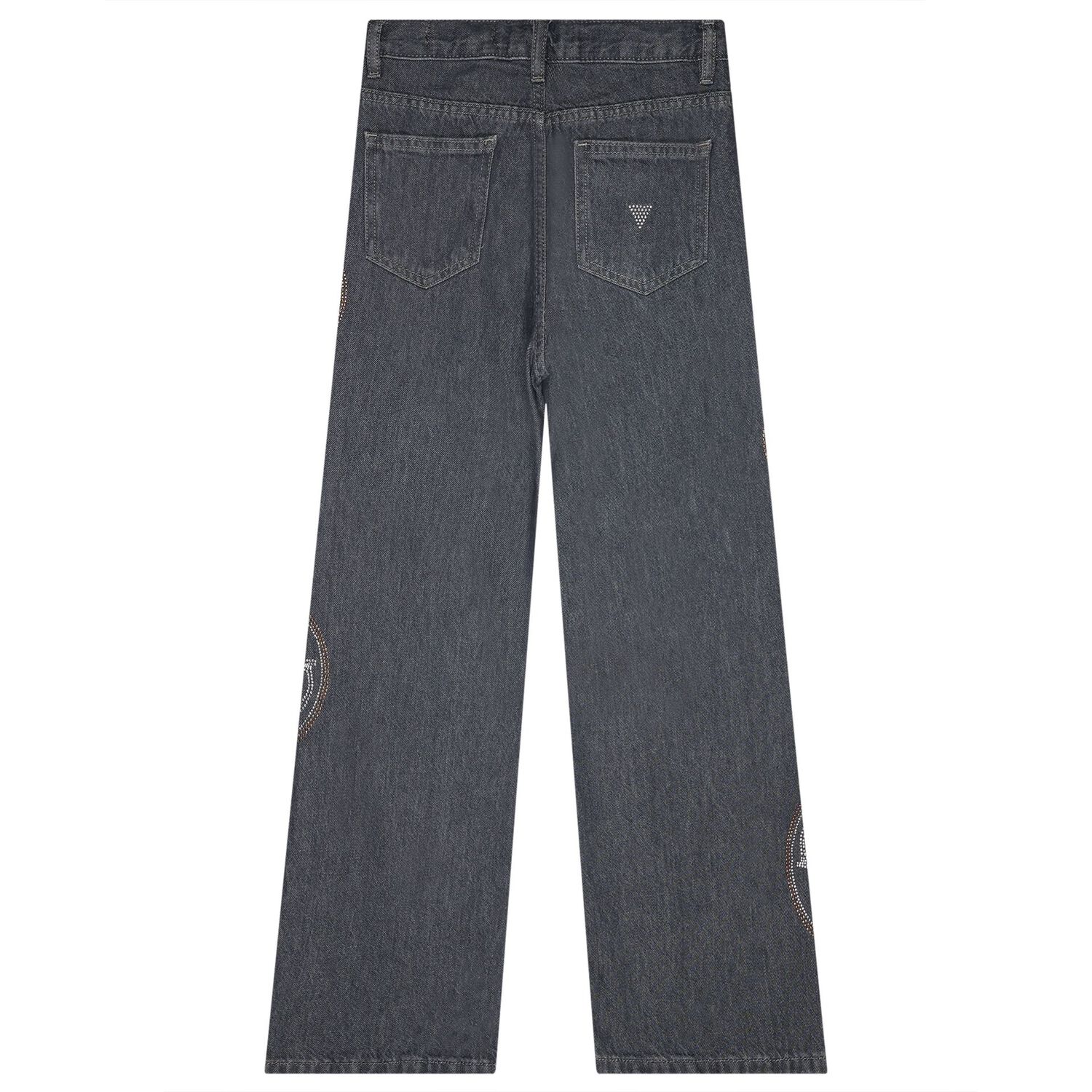Girls Grey Embellished Logo Jeans, 1, hi-res