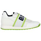 Boys White Logo Trainers, 2, hi-res