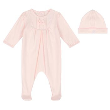 Baby Girls Pink Cotton Babygrow Set