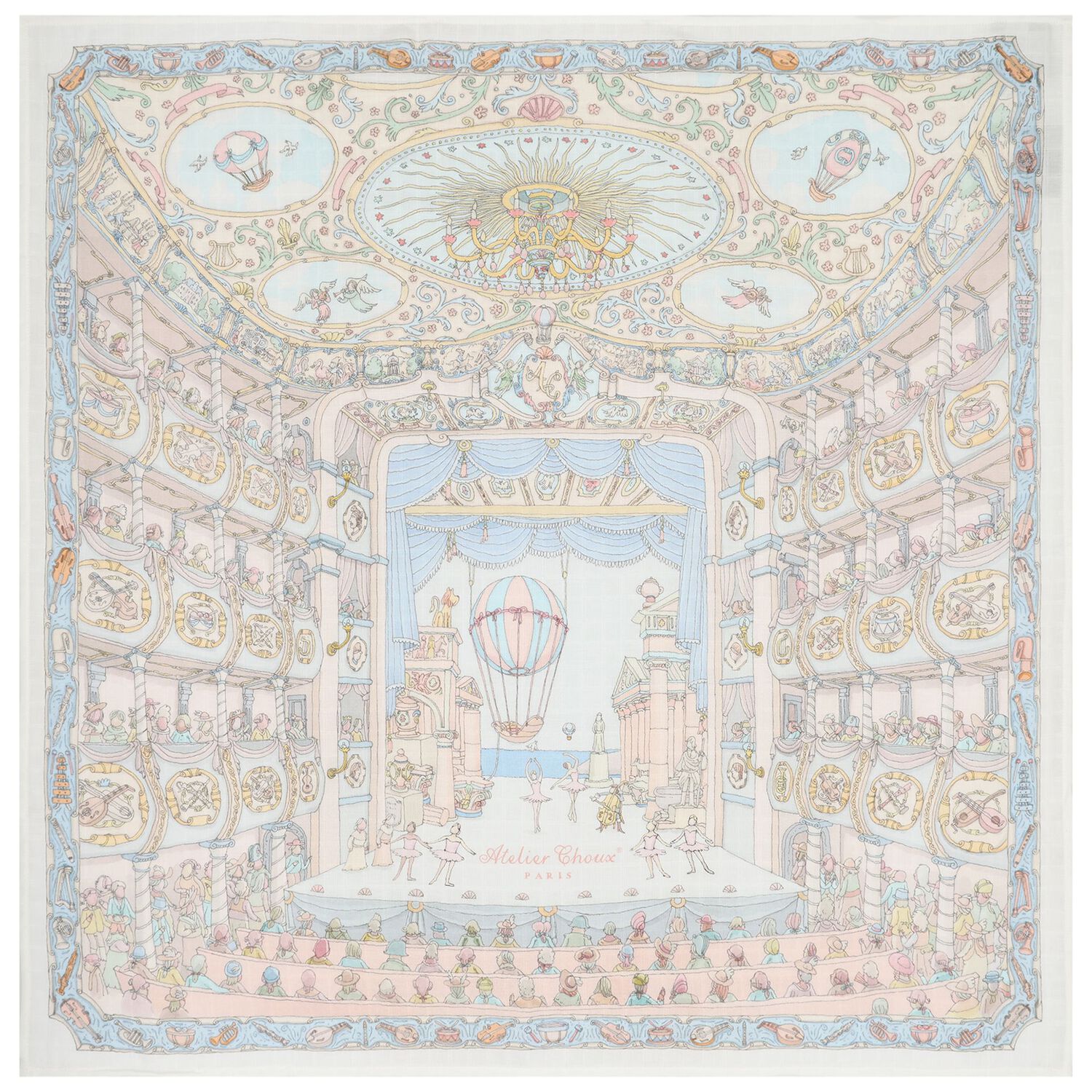 Ivory & Blue Ballet de Paris Baby Carr&eacute; Swaddle & Bib Gift Set, 1, hi-res
