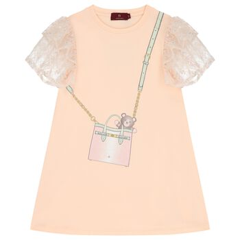 Girls Pink Logo Bag Dress