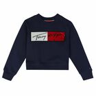 Girls Navy Blue Logo Sweatshirt, 2, hi-res