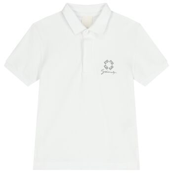 Boys White Logo Polo Shirt